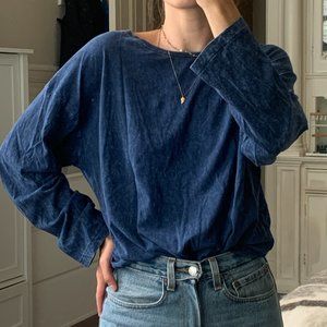 Zara blue washed long-sleeve top